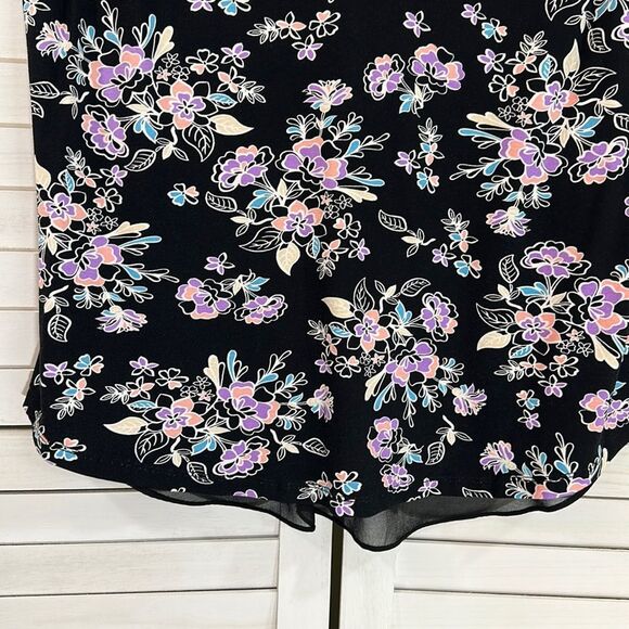 Daniel Rainn Top Medium Black Floral Cap Sleeves NWOT - Picture 7 of 15
